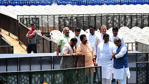 ಪೂರ್ವ ಸಿದ್ಧತೆ ಪರಿಶೀಲಿಸುತ್ತಿರುವ ಬಿಜೆಪಿ ನಾಯಕರು