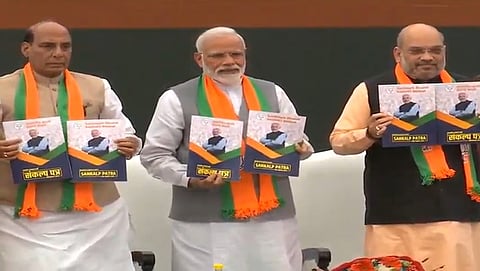 ದೆಹಲಿಯಲ್ಲಿ ಇಂದು ಬಿಜೆಪಿ ಪ್ರಣಾಳಿಕೆ ಬಿಡುಗಡೆ ಮಾಡಿದ ಸಂದರ್ಭ