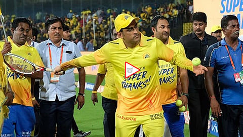 ಬ್ಯಾಟ್ ಬಿಟ್ಟು ಟೆನ್ನಿಸ್ ರ್ಯಾಕೆಟ್ ಹಿಡಿದ 'ತಲಾ' ಧೋನಿ