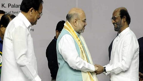 ಅಮಿತ್ ಶಾ ಹಾಗೂ ರಜನಿಕಾಂತ್ (ಫೈಲ್ ಚಿತ್ರ)
