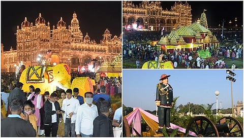 ಮೈಸೂರು ಅರಮನೆ ಮೈದಾನದಲ್ಲಿ ಒಂದು ವಾರಗಳ ಕಾಲ ಫಲಪುಷ್ಪ ಪ್ರದರ್ಶನ ನಡೆಯಲಿದೆ. ವಿವಿಧ ಮಾದರಿಯ 15,000 ಅಲಂಕಾರಿಕ ಹೂವಿನ ಗಿಡಗಳು, ವಿವಿಧ ಮಾದರಿಯ ಸುಮಾರು 1 ಲಕ್ಷ ಹೂವುಗಳ ಅನಾವರಣ ಇರಲಿದೆ. ಅಯೋಧ್ಯೆಯ ರಾಮಮಂದಿರ ಫಲಪುಷ್ಪ ಪ್ರದರ್ಶನದ ಆಕರ್ಷಣೆ ಆಗಿದೆ.