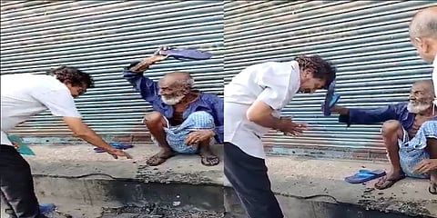 ಫಕೀರಾಬಾಬಾನಿಂದ ಚಪ್ಪಲಿಯಲ್ಲಿ  ಹೊಡೆಸಿಕೊಳ್ಳುತ್ತಿರುವ ಕಾಂಗ್ರೆಸ್ ಶಾಸಕ