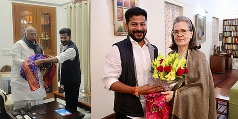ಮಲ್ಲಿಕಾರ್ಜುನ ಖರ್ಗೆ ಭೇಟಿ ಮಾಡಿದ ರೇವಂತ್ ರೆಡ್ಡಿ
