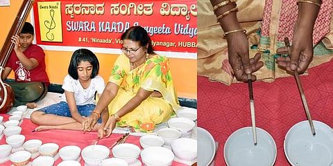 ಜಲತರಂಗ ಸಂಗೀತ ತರಬೇತಿ ನೀಡುತ್ತಿರುವ ಶಶಿಕಲಾ ದಾನಿ