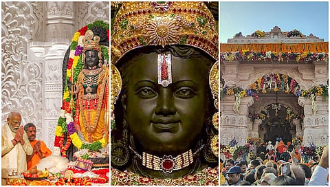 ಪ್ರಧಾನಿ ನರೇಂದ್ರ ಮೋದಿ ಅವರು ಸೋಮವಾರ ಅಯೋಧ್ಯೆಯ ರಾಮ ಮಂದಿರದಲ್ಲಿ ರಾಮಲಲ್ಲಾ ಪ್ರಾಣ ಪ್ರತಿಷ್ಠಾಪನೆಯನ್ನು ನೆರವೇರಿಸಿದ್ದು, ಈ ಐತಿಹಾಸಿ ಕ್ಷಣಕ್ಕೆ 7 ಸಾವಿರಕ್ಕೂ ಹೆಚ್ಚು ಗಣ್ಯರು ಸಾಕ್ಷಿಯಾದರು.