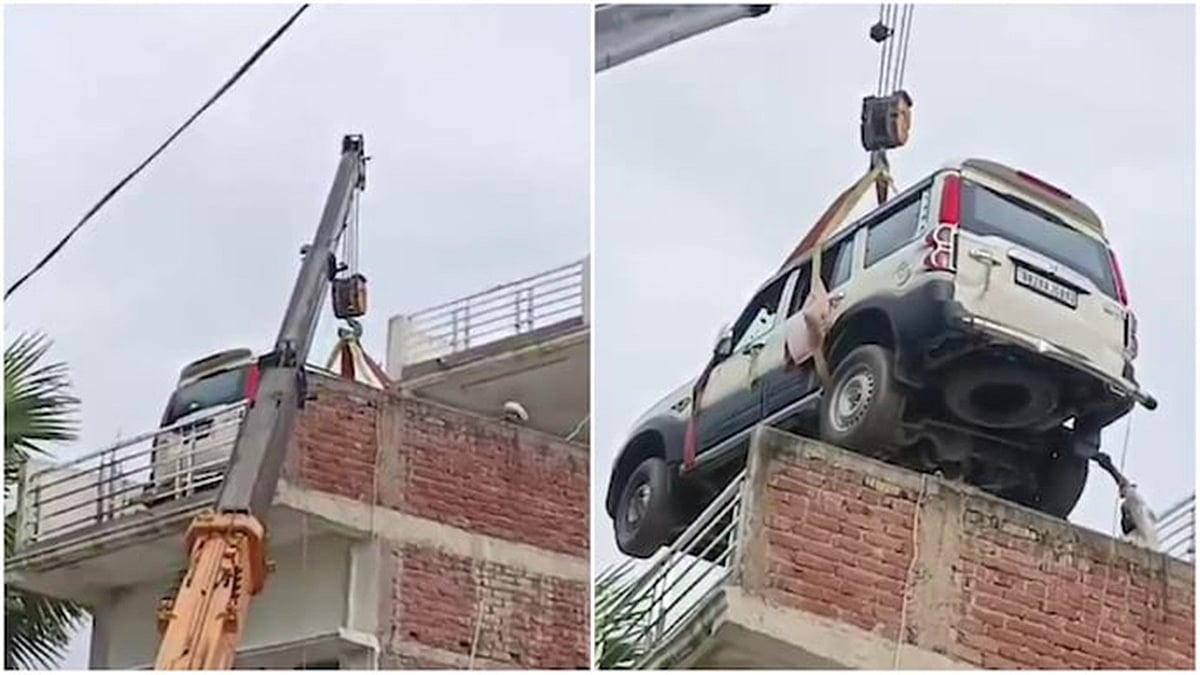 ಕಳ್ಳತನದಿಂದ ರಕ್ಷಿಸಲು ವಿಲಕ್ಷಣ ಪ್ಲಾನ್: ಕ್ರೇನ್ ಬಳಸಿ ಎರಡನೇ ಮಹಡಿಗೆ ಹೊಸ ಎಸ್ ಯುವಿ ಶಿಫ್ಟ್: ವಿಡಿಯೋ ವೈರಲ್!