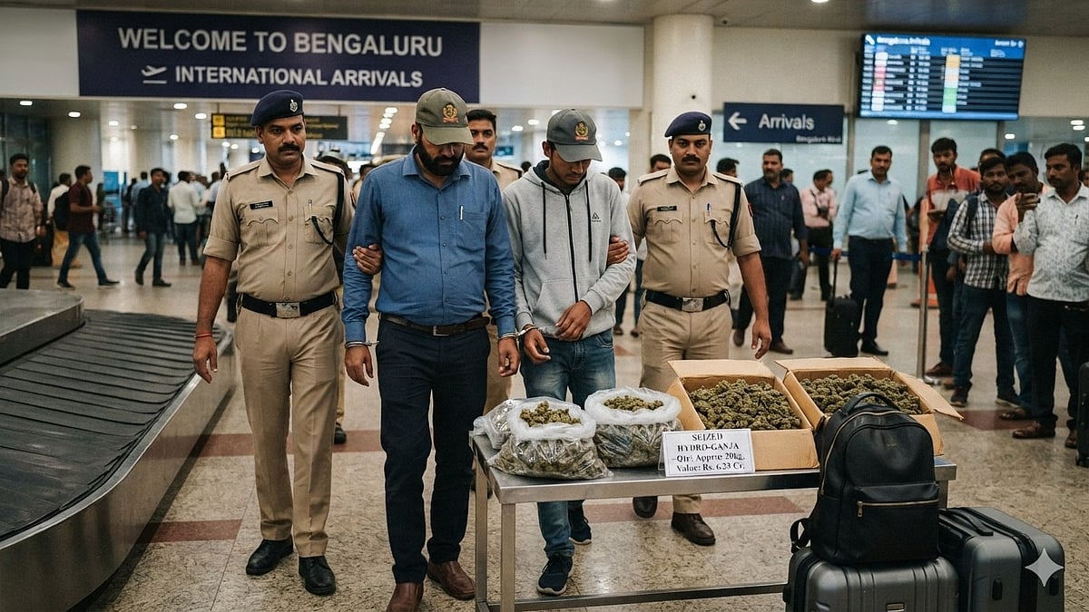 Two arrested at Bengaluru Airport for smuggling 6.33 crore worth hydroponic ganja from Bangkok