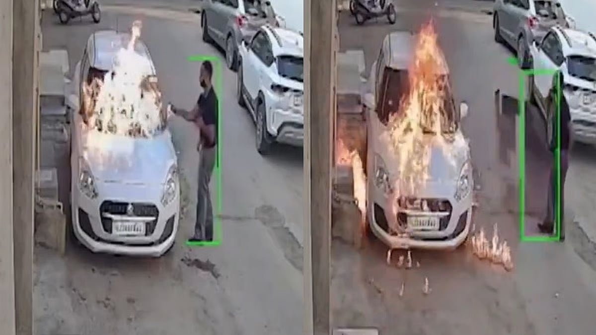 ಶಾಕಿಂಗ್ ಘಟನೆ: ಕಾರ್ ಸೆನ್ಸಾರ್ ಶಬ್ದಕ್ಕೆ ರೊಚ್ಚಿಗೆದ್ದು ನೆರೆಮನೆಯ ವಕೀಲೆಯ ಕಾರಿಗೆ ಬೆಂಕಿ ಹಚ್ಚಿದ ಯುವಕ! Video