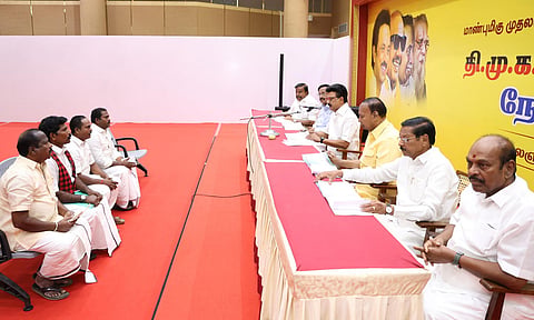 TN Assembly Election| தேர்தலில் போட்டியிட விண்ணப்பித்த தி.மு.க.வினரிடம் முதலமைச்சர் மு.க.ஸ்டாலின் நேர்காணல்