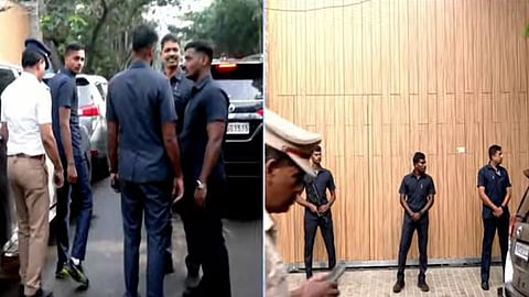 விஜய் வீட்டில் கான்வாய் வாகனங்கள்: பதவி ஏற்பு விழா நடைபெறும் நேரு மைதானத்தில் பலத்த பாதுகாப்பு
