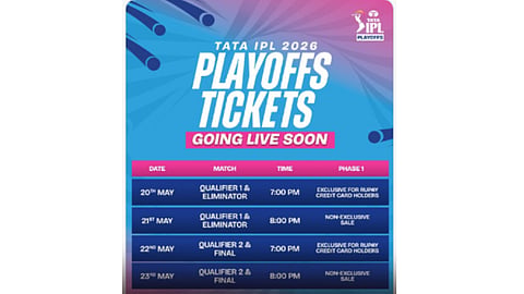  IPL 2026 | பிளேஆஃப் சுற்று போட்டிகளுக்கான டிக்கெட் விற்பனை அப்டேட்