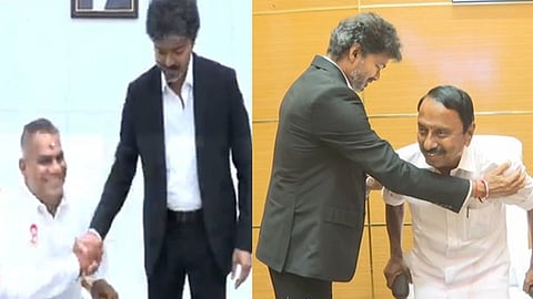 அமைச்சர்கள் பொறுப்பேற்பு- புஸ்சி ஆனந்த், செங்கோட்டையனை நாற்காலியில் அமர வைத்த முதலமைச்சர் விஜய்