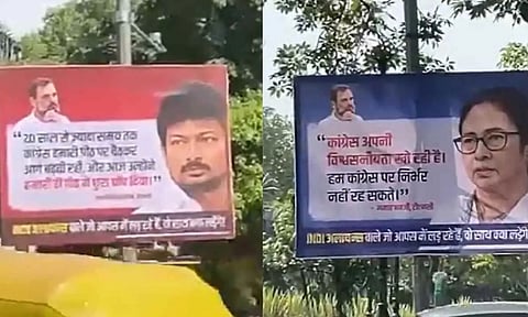 "முதுகில் குத்திவிட்டார்கள்.."  டெல்லியில் ராகுலை விமர்சித்து பேனர்கள் -  இந்தியா கூட்டணி கூட்டத்தின் முன் பரபரப்பு
