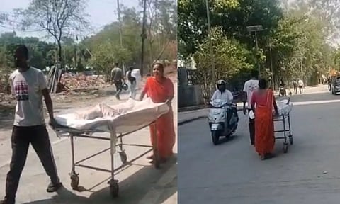 VIDEO: நோய்வாய்ப்பட்ட சிறுவனை ஸ்ட்ரெச்சரில் வைத்து சாலையில் தள்ளிச் சென்ற பெற்றோர் - ம.பி.யில் அவலம்