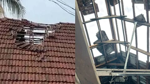 மிகத்தாழ்வாக பறந்த விமானத்தால் வீட்டின் மேற்கூரை இடிந்து விழுந்ததில் வீட்டு உரிமையாளருக்கு காயம்