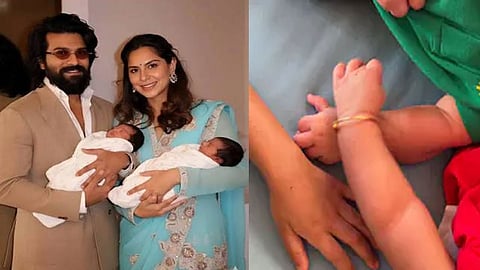 Ram Charan - Upasana couple share photograph of their newborn twins