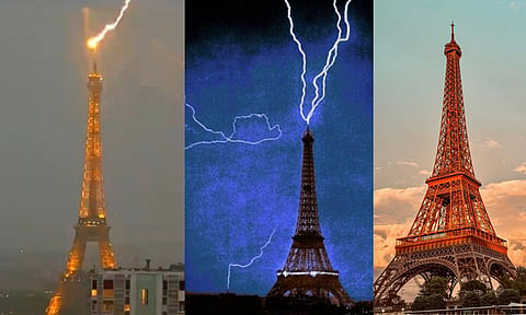 Eiffel Tower Lightning Strike