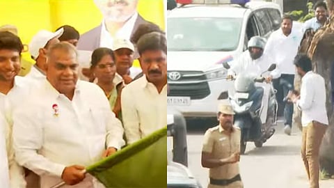 நீர்நிலைகள் தூர்வாரும் பணி - மோட்டார் சைக்கிளில் வந்து கள ஆய்வு செய்த அமைச்சர் ஆனந்த் 