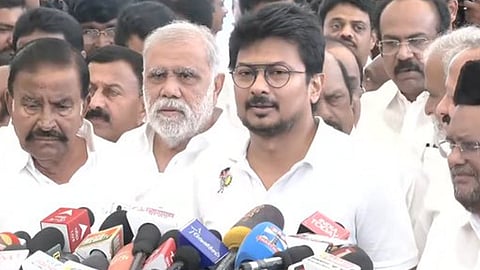 செய்தியாளர் சந்திப்பில் உதயநிதி ஸ்டாலின்