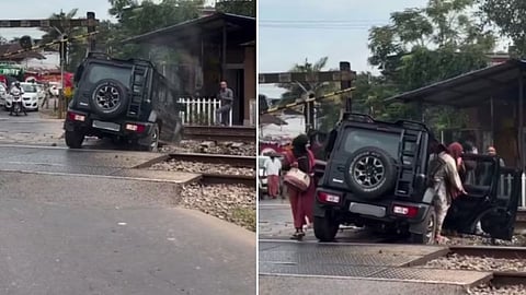 Car Stuck on Railway Track