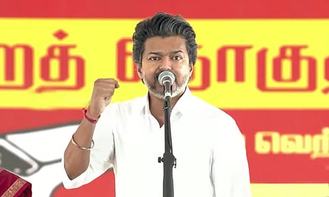 ஜெம் வீரமணி வழக்கில் மு.க.ஸ்டாலின் சார் வாயை திறக்காதது ஏன்?- முதலமைச்சர் விஜய் கேள்வி