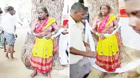 சூனியக்காரி என நினைத்து மூதாட்டியை கட்டி வைத்து அடித்த கிராம மக்கள்
