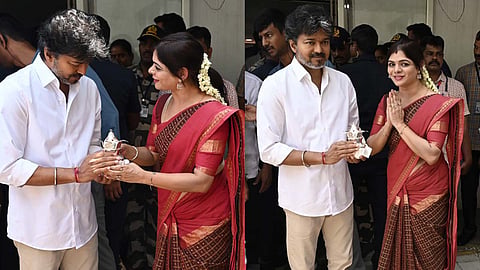 முதலமைச்சர் விஜயை பூரண கும்ப மரியாதையுடன் வரவேற்ற எம்.எல்.ஏ. கனிமொழி சந்தோஷ்