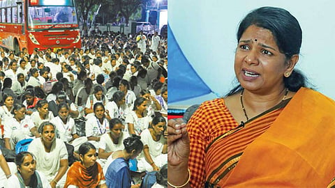நர்சுகள் உண்ணாவிரத போராட்டம் - கனிமொழி