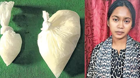 காதலனை ஜாமீனில் எடுக்க போதை பொருள் கடத்திய இளம் பெண் கைது 