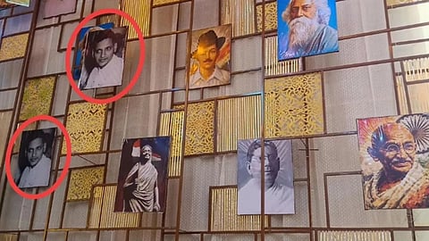 துர்கா பூஜை பந்தலில் காந்தியுடன் கோட்சே 