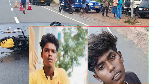 கிருஷ்ணகிரி அருகே மோட்டார் சைக்கிள் தீப்பிடித்து 2 கல்லூரி மாணவர்கள் உடல் கருகி பலி