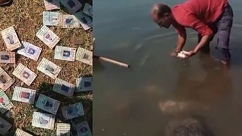 ம.பி. நர்மதை ஆற்றில் கண்டெடுக்கப்பட்ட  343 வாக்காளர் அடையாள அட்டைகள் - விசாரணைக் கோரும் காங்கிரஸ்