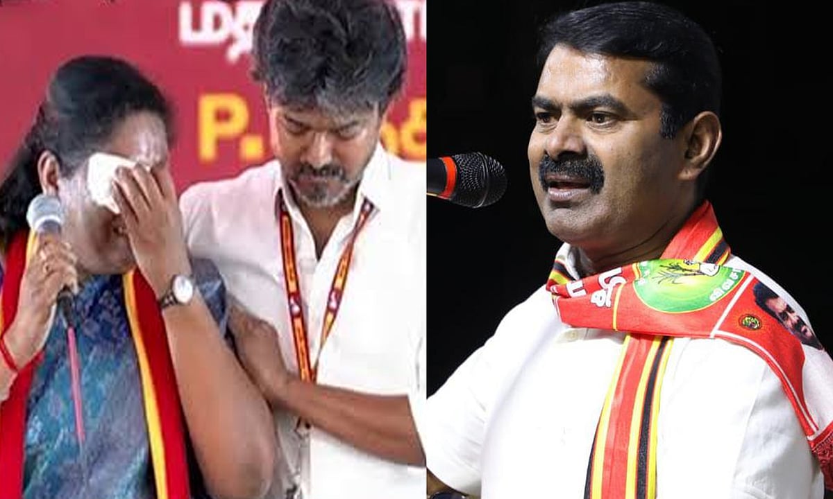 சாவித்திரி, விஜய் நடிப்பையே மிஞ்சிவிட்டார் சத்தியபாமா..!- தவெக வேட்பாளரை விமர்சித்த சீமான்