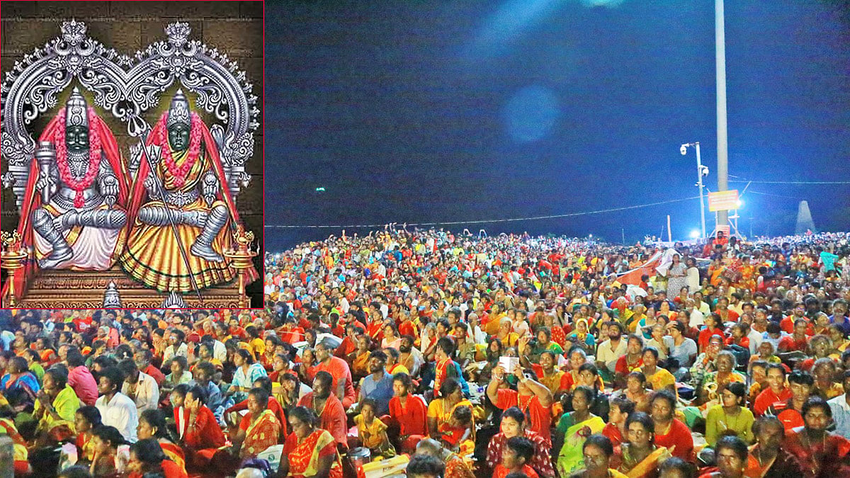 குலசை முத்தாரம்மன் பூஞ்சப்பரத்தில் திருவீதியுலா- பக்தர்கள் சாமி தரிசனம்