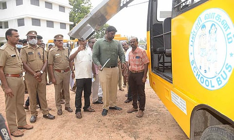 தனியார் பள்ளி வாகனங்கள் ஆய்வு