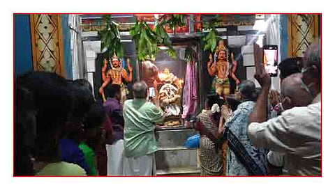 செங்கோட்டைகோவிலில் சங்கடஹர சதுர்த்தி விழா நடைபெற்ற காட்சி. 