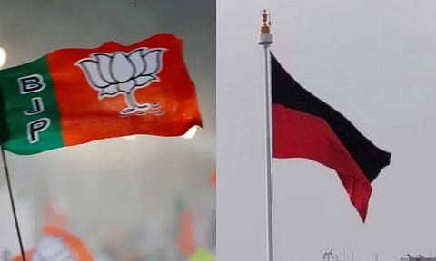 பாஜக கொடி&nbsp; &nbsp; &nbsp; &nbsp;திமுக கொடி&nbsp;