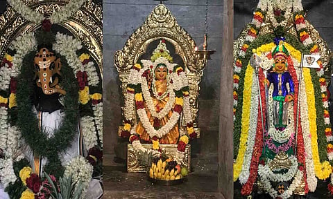 பலவஞ்சிபாளையத்தில் உள்ள   ஸ்ரீ காளிகுமாரசுவாமி  கோவில் சக்தி விநாயகர், மாகாளியம்மன் மற்றும் காளிகுமாரசுவாமிக்கு நடைபெற்ற சிறப்பு அலங்காரத்தை படத்தில் காணலாம்.