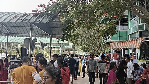 ஏற்காட்டில் படகு இல்லத்தில் கூடிய சுற்றுலா பயணிகளை படத்தில் காணலாம்.