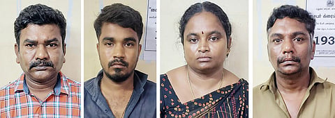 கஞ்சா விற்றது தொடர்பாக கைது செய்யப்பட்ட 4 பேர்.&nbsp;