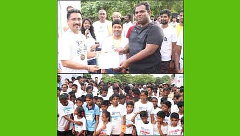 மாரத்தான் ஓட்டத்தை கலெக்டர் அனீஷ்சேகர், மாநகராட்சி ஆணையாளர் சிம்ரன்ஜித்சிங் காலோன் ஆகியோர் தொடங்கி வைத்தனர்.