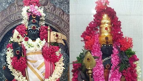 பேட்டை பகவதி அம்மன் கோவிலில் உள்ள முருகப்பெருமான், கோப்பணம்பாளையம் பரமேஸ்வரர் ஆலயத்தில் உள்ள பாலமுருகன்  சிறப்பு அலங்காரத்தில் அருள்பாலித்த காட்சி.