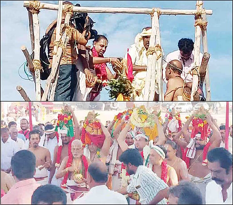 கடம்பூரில்   சீனிவாச பெருமாள் கோவிலில் கும்பாபிசேக விழா நடைபெற்றது.