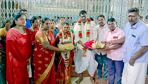 சுவாமிமலை சுவாமிநாதசாமி கோவிலில் நடைபெற்ற மாற்றுத்திறனாளிகள் திருமணம்.