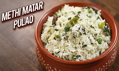 வெந்தயக்கீரை பச்சை பட்டாணி புலாவ்