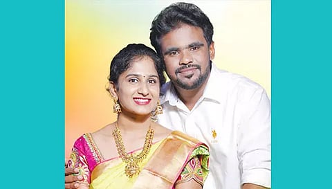 மணமக்கள் மதுமிதா-மெய்யப்பன்.