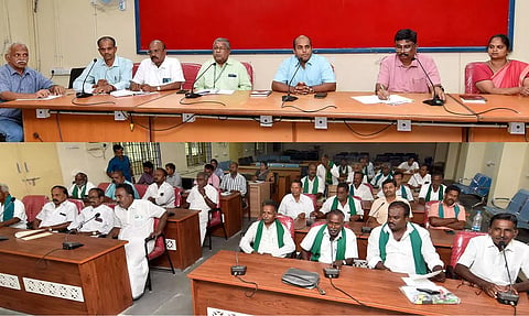 கிருஷ்ணகிரி மாவட்ட கலெக்டர் அலுவலக கூட்டரங்கில்  விவசாய சங்க பிரதிநிதிகளுக்கான சிறப்பு கலந்துரையாடல் கூட்டம் கலெக்டர் தீபக்ஜேக்கப் தலைமையில் நடைபெற்றது.