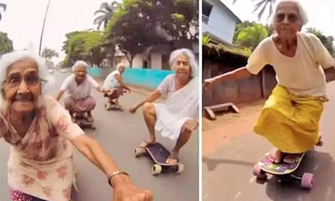 இணையத்தை கலக்கும் மூதாட்டிகளின் ஸ்கேட்டிங்