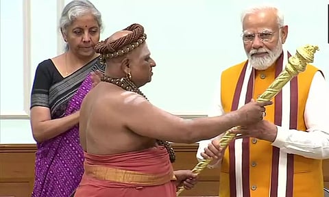 பிரதமர் மோடியிடம் செங்கோல் ஒப்படைப்பு