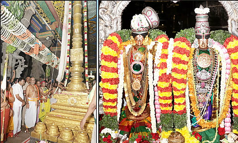 ஸ்ரீவில்லிபுத்தூர் ஆண்டாள் கோவிலில் ஆடிப்பூரத் திருவிழா இன்று காலை கொடியேற்றத்துடன் தொடங்கிய காட்சி. அடுத்த படம் சர்வ அலங்காரத்தில் ஆண்டாள், ரெங்கமன்னார்.
